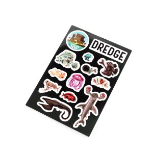 DREDGE sticker sheet, featuring a selection of aberrations from each of the regions.